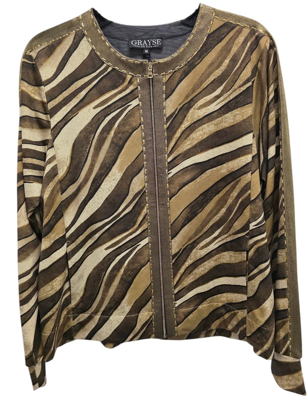 Grayse Kelly and Marie‎ Gray Sequin Embellished Animal Print Jacket Sz Medium